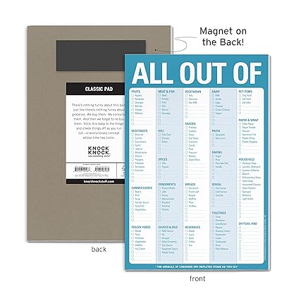 Knock Knock All Out Of Grocery List Note Pad, 6 x 9-inches (Blue)