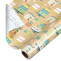 American Greetings 175 sq. ft. Reversible Wrapping Paper for Birthdays and All Occasions, Birthday Cakes and Gifts (1 Roll, 30 in x 70 ft.)