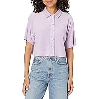 NIA womens Nia Women's Cropped Terry Shirt, Lilac, X-Small US