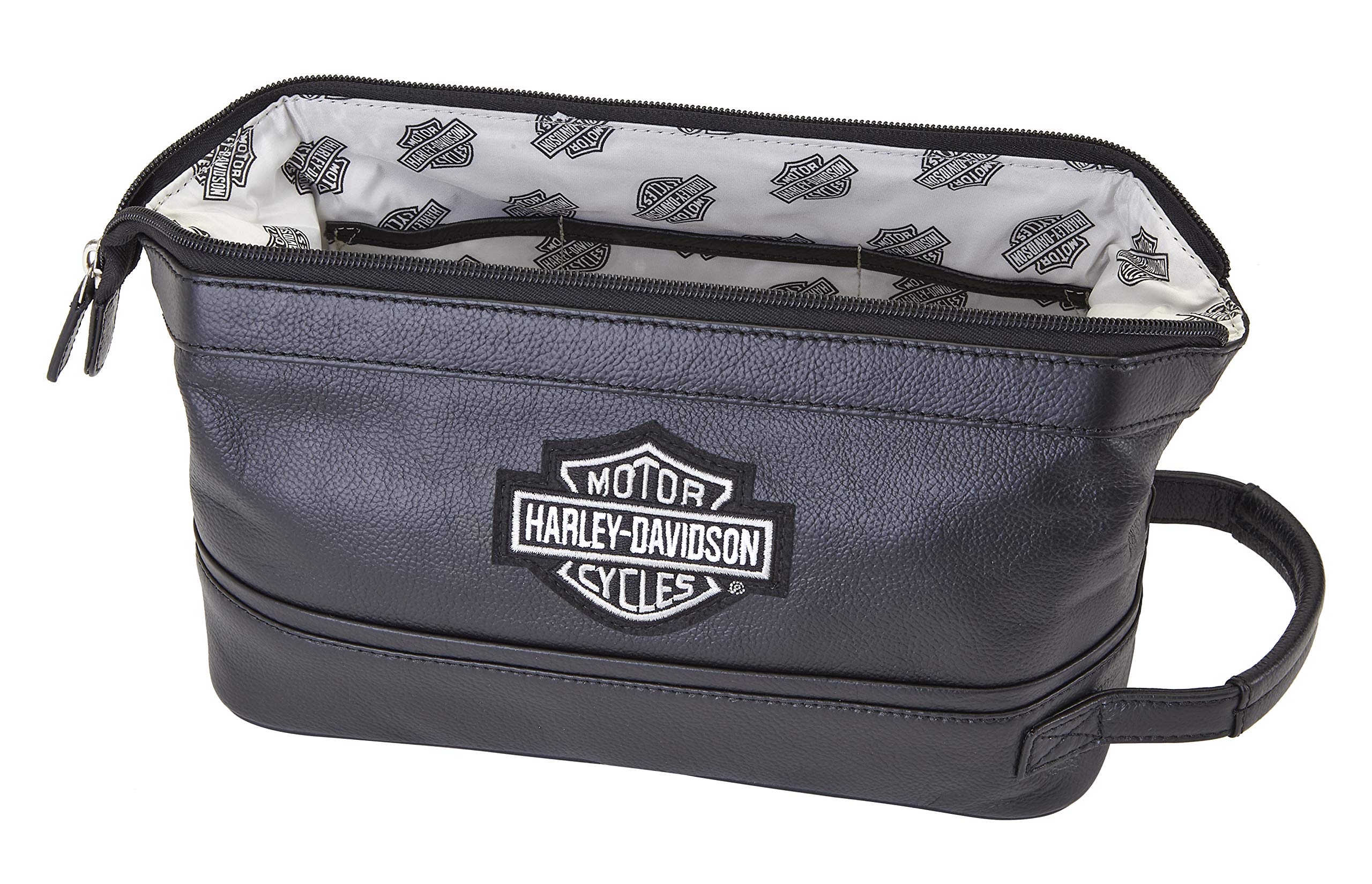 Harley Davidson Leather Toiletry Kit, Black, One Size