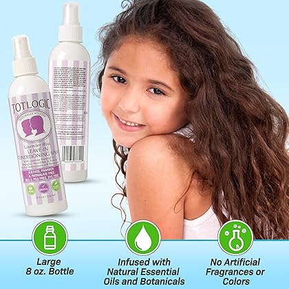 TotLogic For Kids And Toddler Detangler Hair Spray and Leave In Conditioner - Naturally Scented with Essential Oils - Lavender, 8 oz