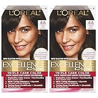 Excellence Creme Permanent Hair Color, 4a Dark Ash Brown, 100 percent Gray Coverage Hair Dye, Pack of 2
