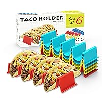 Taco Holder Stand Set of 6 - Taco Truck Tray Style Rack, Holds Up to 4 Tacos Each, ABS Health Material Very Hard and Sturdy, Dishwasher Top Rack Safe, Microwave Safe