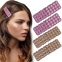 4Pcs Rhinestone Snap Hair Clips Shining Crystal Clips Rectangular Hairpins Korean Barrettes Hair Accessories for Party Wedding Daily Girls Hair Decorative Pink+Champagne