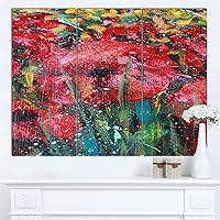 Red Poppies Acrylic Drawing Extra Large Floral Wall Art, 36x28-3 Panels