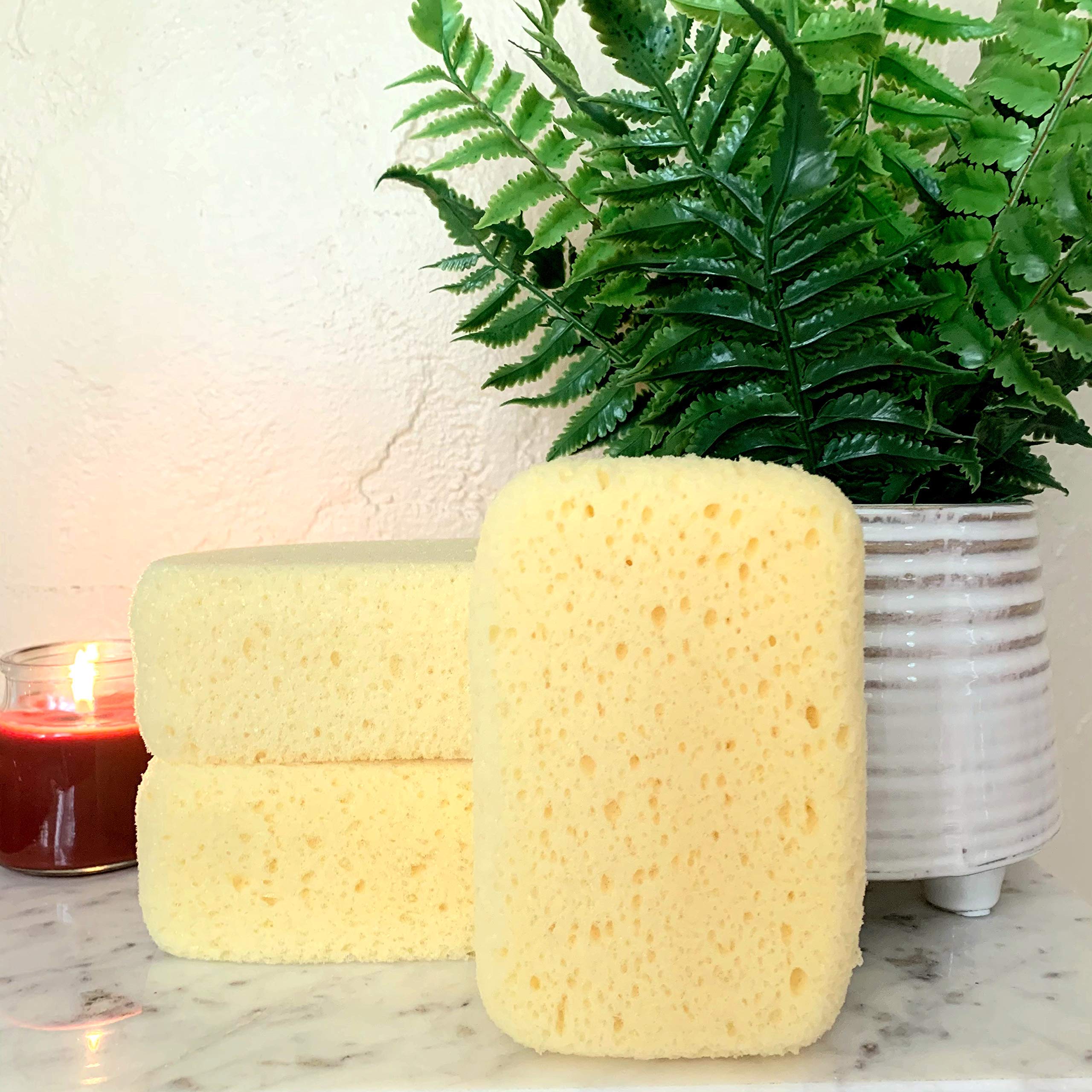 Michelle's Melting Pot Foam Bath Sponge Shower Sponge 3 Count (Smooth Yellow)