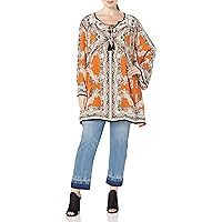 Angie Women's Juniors Plus-Size Spice Printed Bell-Sleeve Dress