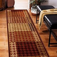 Superior Indoor Runner Rug, Jute Backing, Modern Farmhouse Checkered Houndstooth, Ideal for Entry, Living Room, Kitchen, Bedroom, Hallway, Floor Cover, Natte Collection, 2' 7
