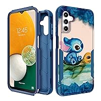 Lupct for Galaxy A14 Heavy Duty Phone Case for Girls Kids Teens Women Boys Cute Cartoon Hard Triple Layers Cover Full Body Rugged Drop Shockproof Military Grade Cases for Samsung A14 4G/5G 6.6”Turtl