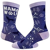 Crazy Dog T-Shirts Women's Mama Wolf Socks Funny Camping Mother's Day Novelty Footwear