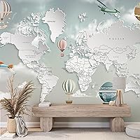 Kids Wallpaper World Map with Countries Nursery Wallpaper Peel and Stick – Kids Wall Murals Removable for Girls Boys Baby – Wall Decal Stickers Waterproof Self Adhesive (5070820199, 78W x 47H)