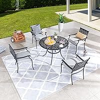 5 PCS Outdoor Patio Dining Set 4 Armchair with Cushions and 1 Round Table with 2.04