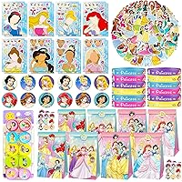 Princess Party Favors,Princess Birthday Supplies,Included Party Bags,Face Sticker,Stamps,Brooch,Bracelets and Waterproof Stickers,Birthday Gifts Goodie Bags Stuffers for Girl-All 108 Pcs