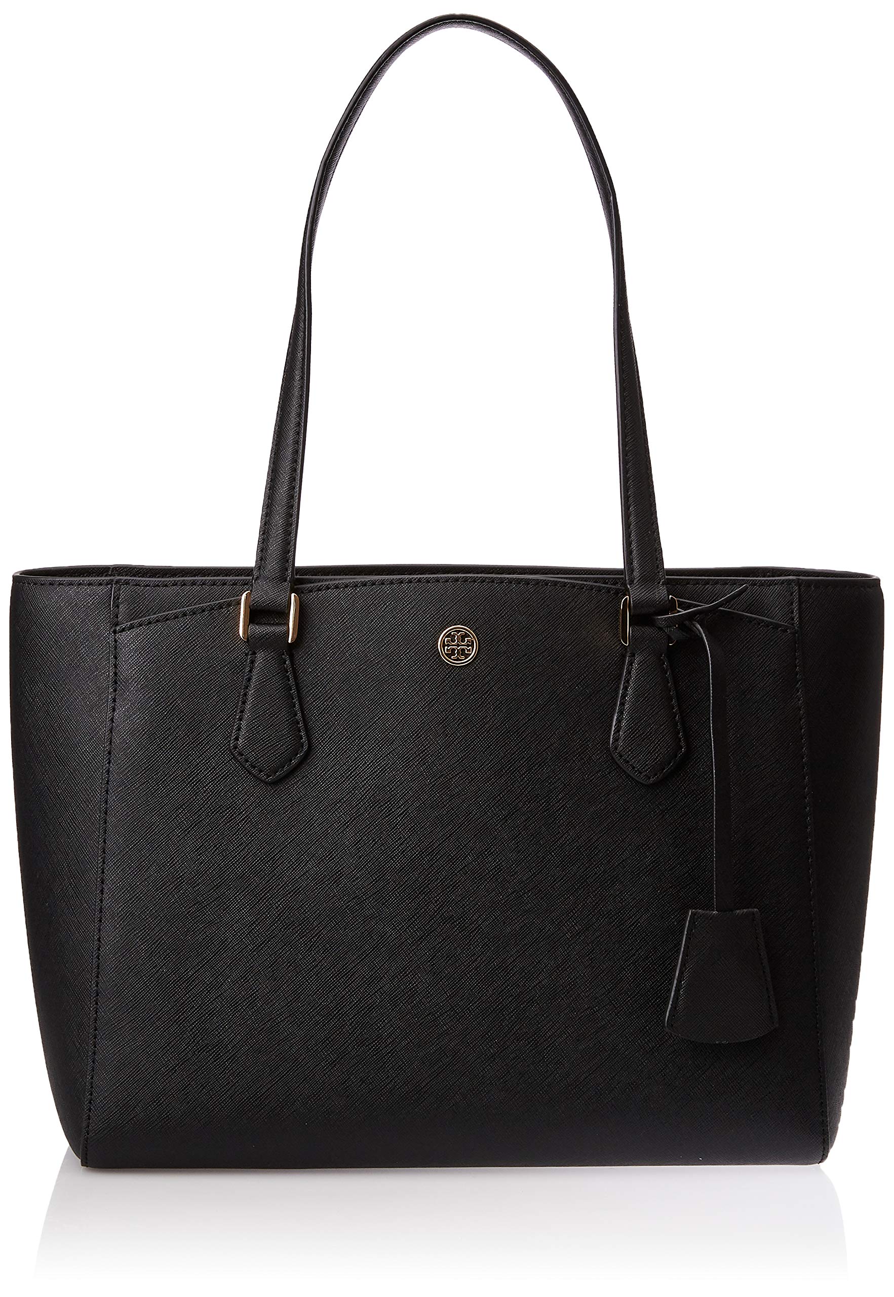 Tory Burch Womens Robinson Leather Satchel Tote Handbag Black Medium