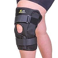 BraceAbility Obesity Hinged Knee Pain Brace - Overweight Men and Women's Wraparound Plus-Size Support for Osteoarthritis, Weak Joints, Medial and Lateral Kneecap Instability (Large)