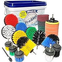Drill Brush Attachment Set - The Ultimate All-Purpose Cleaning Kit - Perfect for Car Detailing, Bathrooms, Kitchens, Rims, Grills, & More - Storage/Wash Bucket, Scrub Pads & Sponges Included
