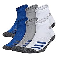 adidas Kids-Boy's/Girl's Cushioned Angle Stripe Quarter Socks (6-Pair)