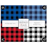 Buffalo Plaid Pattern Vinyl Permanent Adhesive Craft Vinyl (Adhesive 12x18, 4 Sheet Bundle)