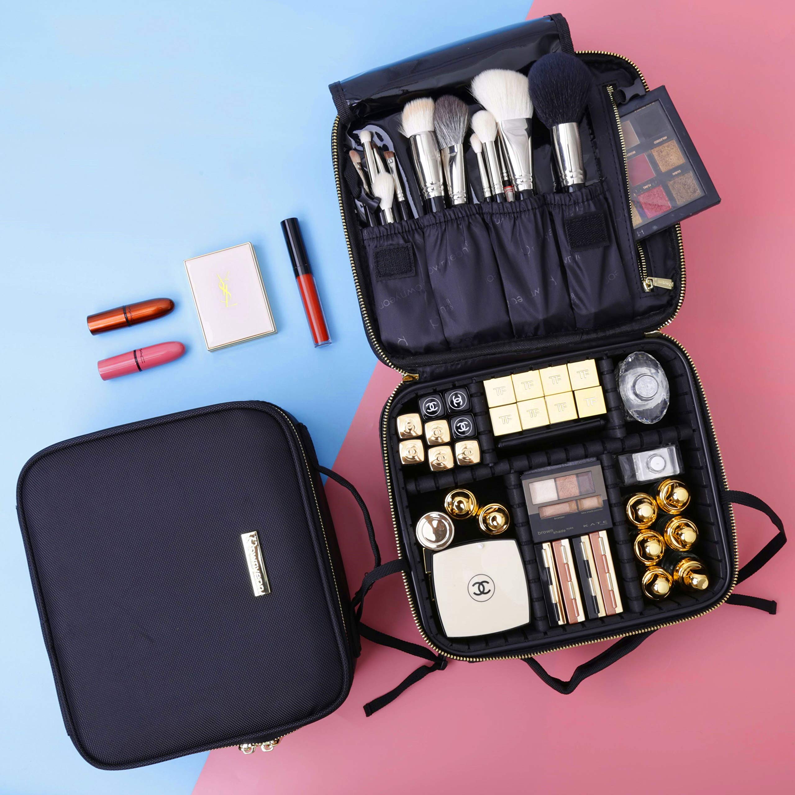 ROWNYEON Mini Makeup Train Case/Travel Makeup Case/Makeup Organizer Bag
