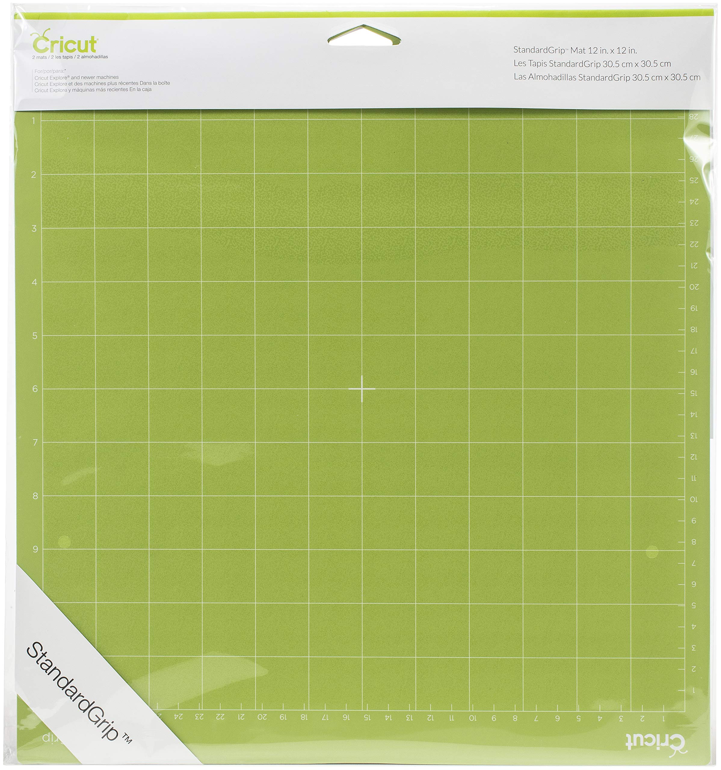 Cricut StandardGrip Machine Mats 12in x 12in, Reusable Cutting Mats for Crafts with Protective Film,Use with Cardstock, Iron On, Vinyl and More, Compatible with Cricut Explore & Maker (2 Count) ,Green