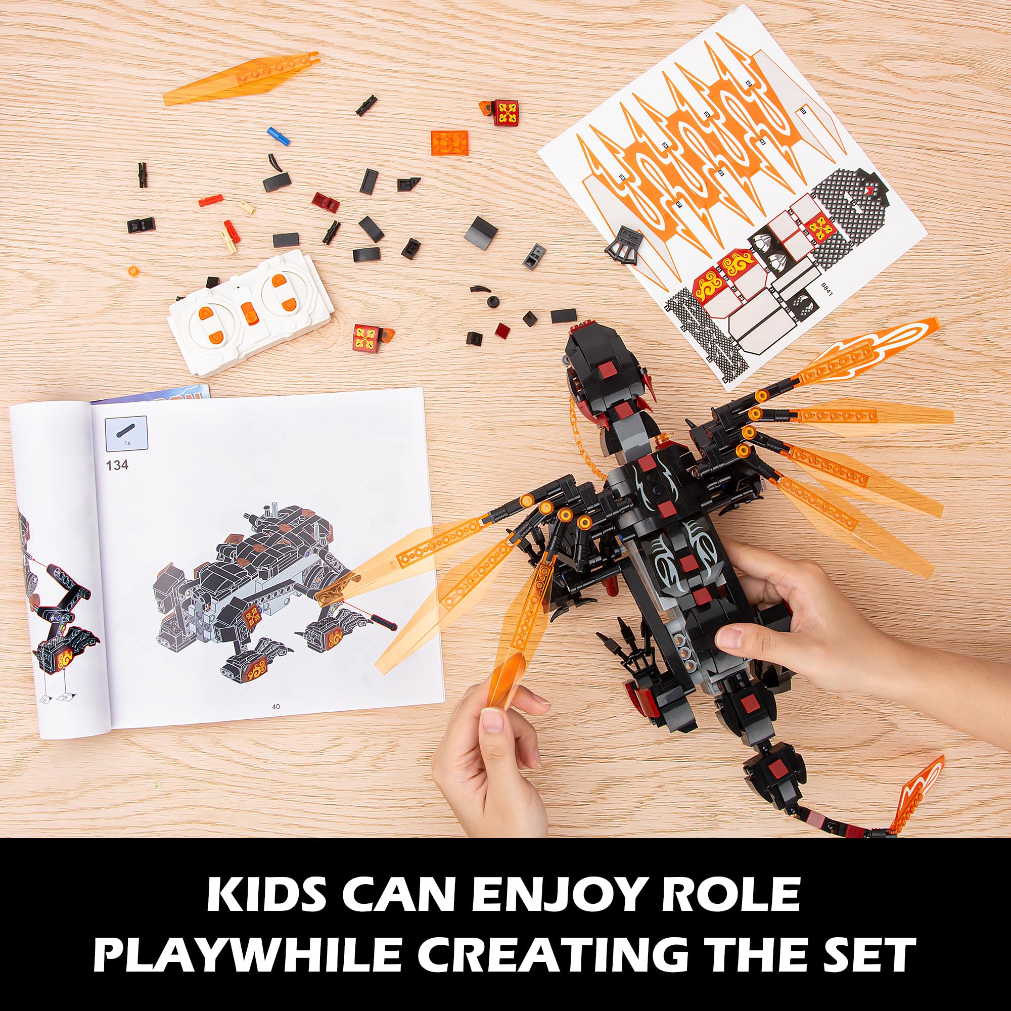 STEM Project Dragon Building Toys (521Pcs), Educational Birthday Gift Idea for Kids Boys Girls 8-12, Remote Control & App Programmable Building Kit