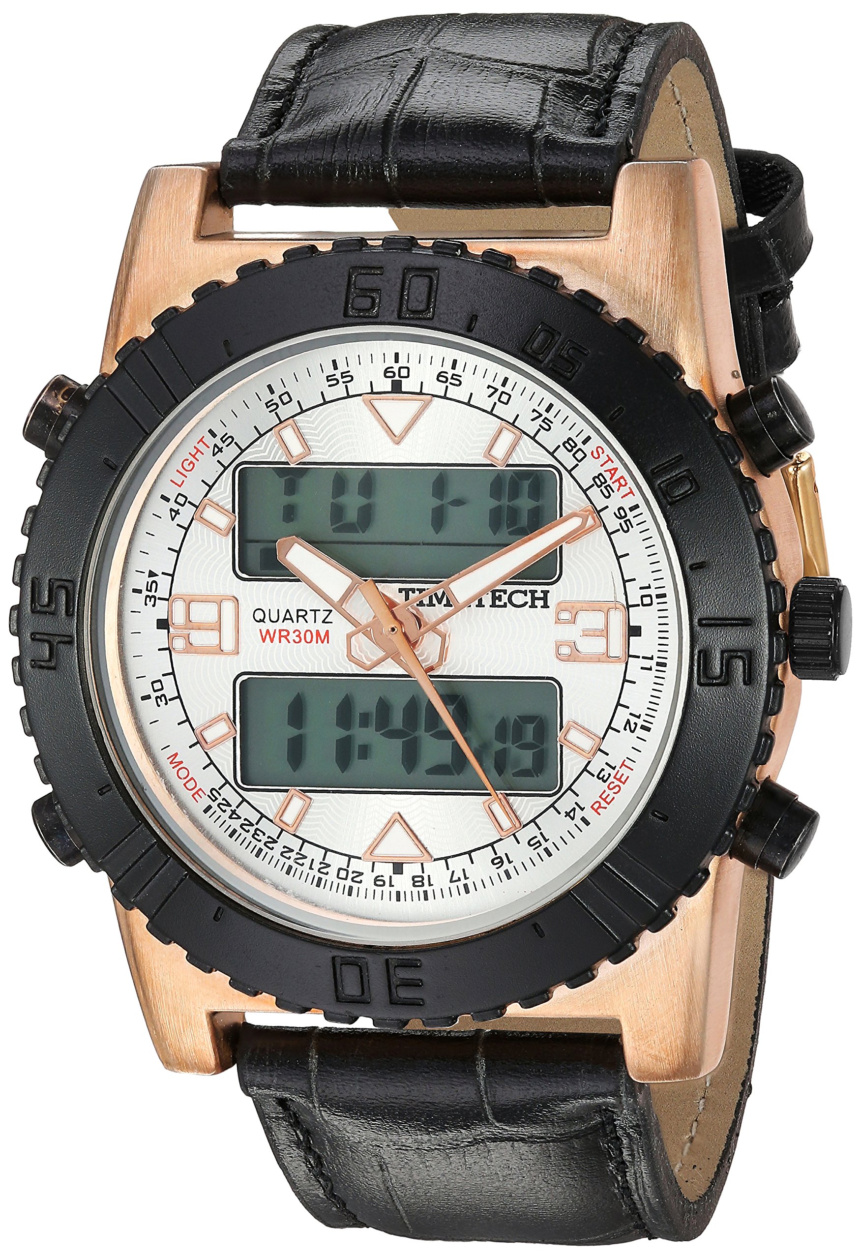 TIMETECH Men's Analog/Digital Multi-Function Weekend Sport Watch with Leather Wrist Band