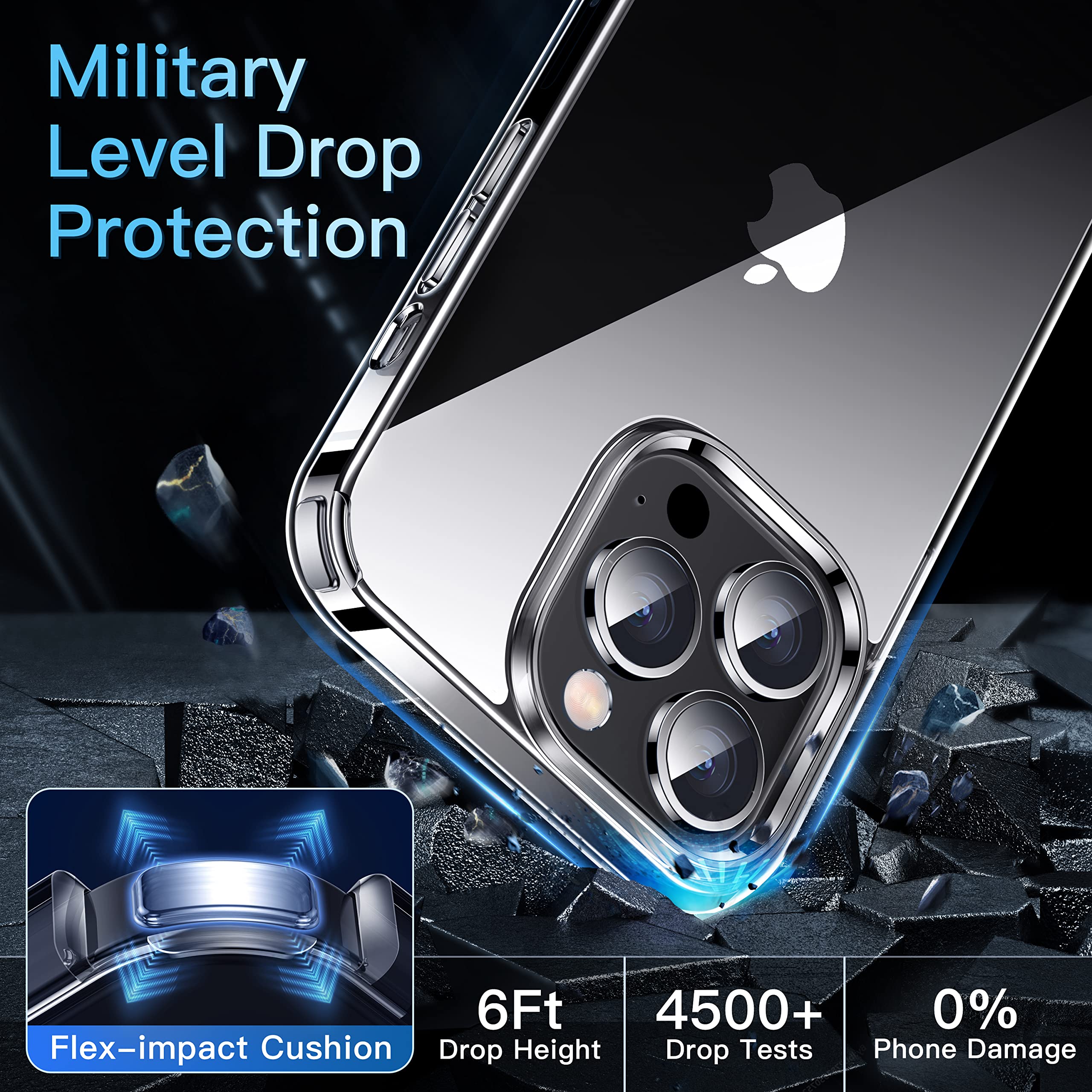 CASEKOO Crystal Clear for iPhone 12/12 Pro Case, [Not Yellowing] [Military Grade Drop Tested] Shockproof Protective Phone Case Slim Thin Cover 5G 6.1 inch 2020, Clear