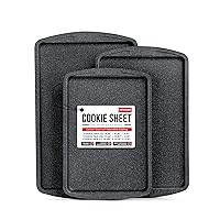 Bakken Swiss Cookie Sheet 3 Piece Set - Non-Stick, Stackable Baking Pans, Gray marble Deluxe Ceramic Coating – Dishwasher Safe - for Home Baking