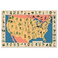 Antiguos Maps Medicinal Plants and Herbalism in the United States of America circa 1932 | Art Print Poster Vintage Wall Decor | 12 x 18 inches (305 x 915 mm)
