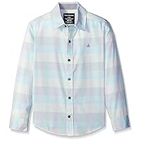 Calvin Klein Big Boys' Hairline Plaid Long Sleeve Shirt