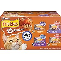 Purina Friskies Gravy Wet Cat Food Variety Pack, TurChicken Extra Gravy Chunky, Meaty Bits & Shreds - (Pack of 40) 5.5 oz. Cans