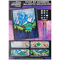 Paint by Numbers Art Kit – Majestic Mountains - Kid's Guided Painting Set - Includes Stretched Canvas, 12 Acrylic Paints & 3 Brushes - Perfect Children's Painting Gift Set