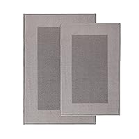 Superior Kitchen Mat Set, Nylon Non-Slip Backed Rugs, Small Washable Area Rugs for Home Decor, Hardwood/Tile Floor Low Height Easily Slides Under Doors, Accent Rug, Reno Collection, Grey