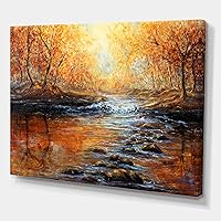 Morning Light In The Autumn Forest Lake House Canvas Wall Art