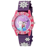 Disney Girl's 'Frozen' Quartz Plastic Watch, Color:Purple (Model: W002982)