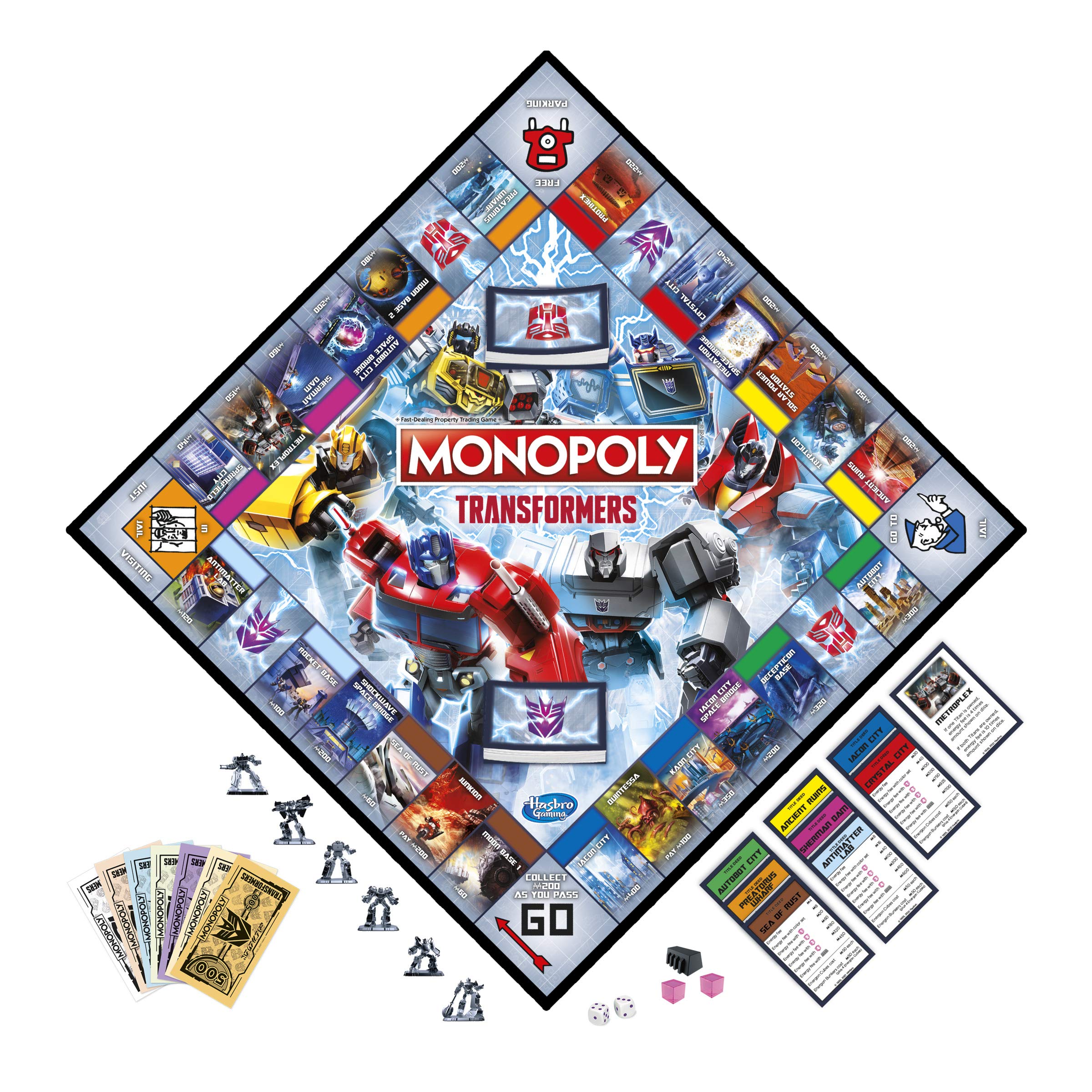 MONOPOLY: Transformers Edition Board Game for 2-6 Players Kids Ages 8 and Up, Includes Autobot and Decepticon Tokens
