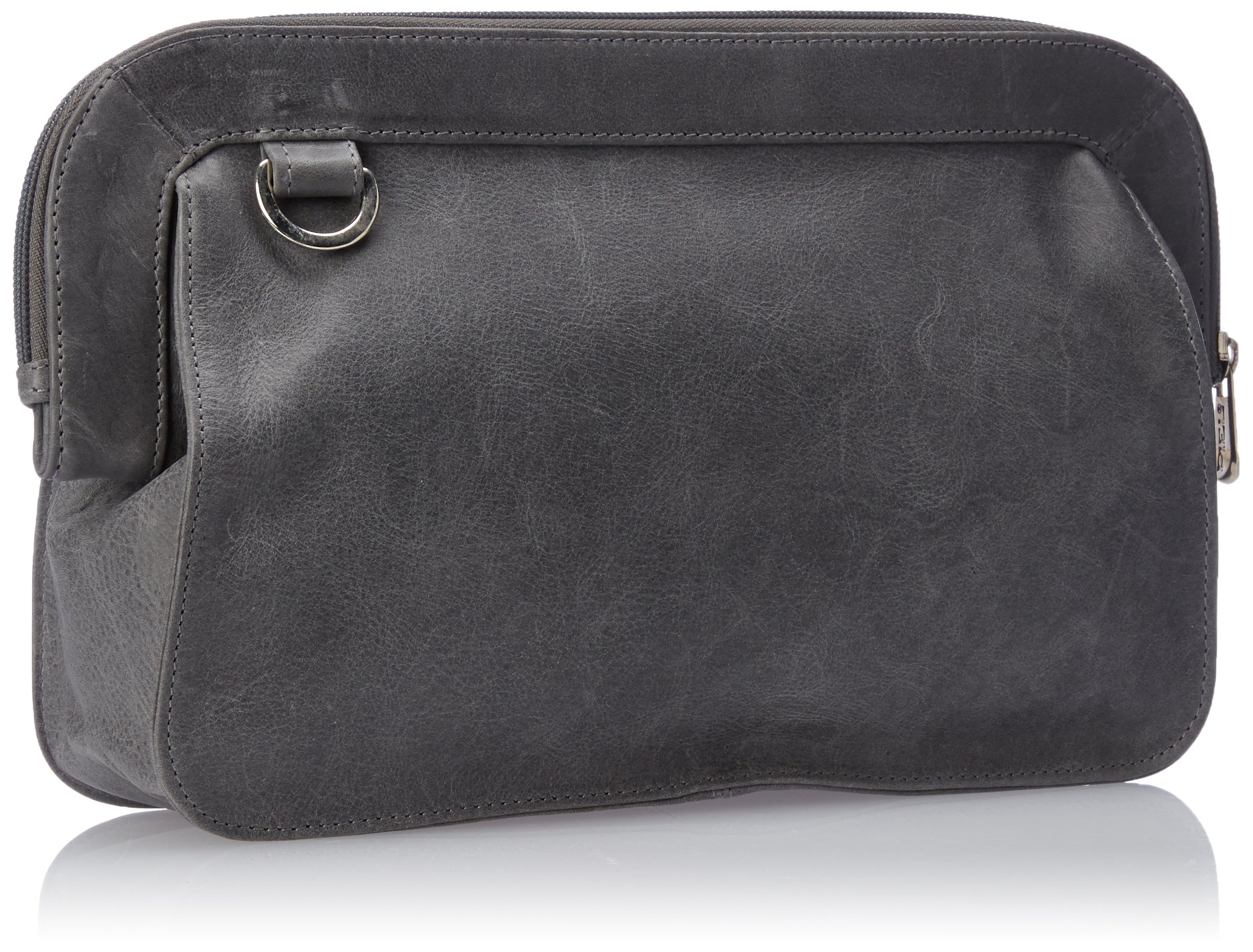 Piel Leather Convertible Handbag/Clutch/Shoulder Bag, Charcoal, One Size
