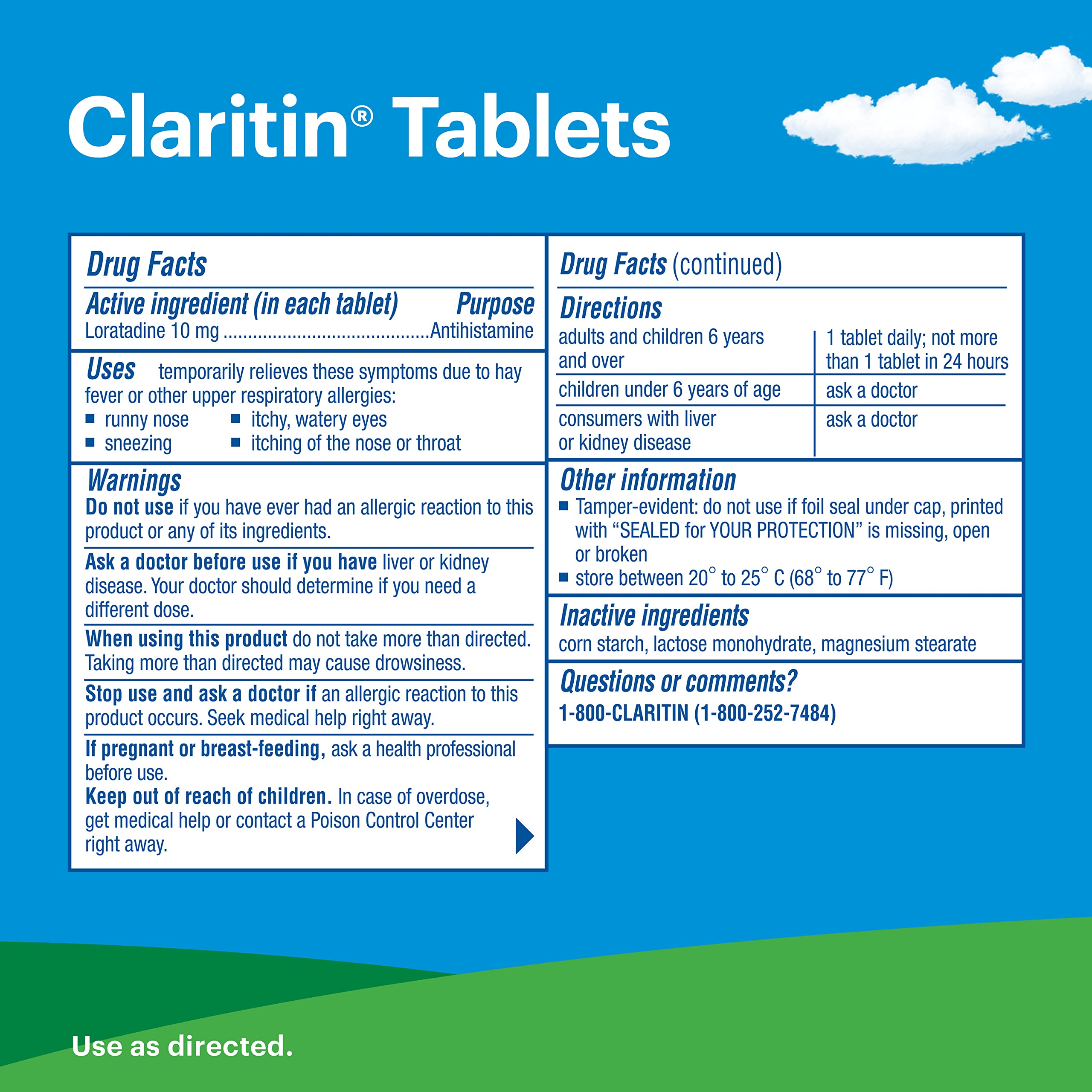 Claritin 24 Hour Allergy Medicine, Non-Drowsy Prescription Strength Allergy Relief, Loratadine Antihistamine Tablets For Over 200 Indoor and Outdoor Allergens, Adult Tablets, 100 Count (Pack of 1)