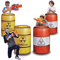 4 War Zone Barrels Inflatables, Easy Set Up Inflatables, Great for Army Party and Laser Tag Gun Game Battle Obstacles by Warzone