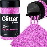 Hemway Baby Pink Iridescent Glitter Ultrafine 130g/4.6oz Powder Metallic Resin Craft Flake Shaker for Epoxy Tumblers, Hair Face Body Eye Nail Art Festival, DIY Party Decorations Paint