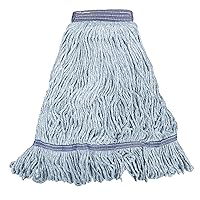 Innovative Haus Heavy Duty Blue Commercial Mop Head Replacement. Synthetic Cotton Blend Looped End String Mop Refill. Industrial Grade Cleaning Use Wet Mop Heads. Durable Universal Headband. 1 Pack