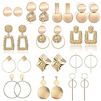 13 Pairs Statement Drop Dangle Earrings, Gold Stud Earrings for Women & Fashion Big Geometric Earrings for Girls, Hanging Earring Set Jewelry Gifts