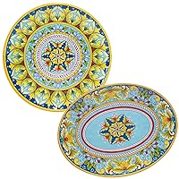 Certified International Palermo Melamine Platter Set, Multicolor, Large, 2 Piece