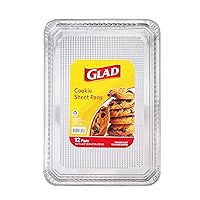 Glad Disposable Bakeware Aluminum Rectangular Cookie Sheets for Baking and Roasting, 12 Count | 16