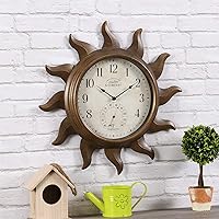 FirsTime & Co. Copper Sundeck Outdoor Wall Clock, Thermometer for Patio and Pool, Round, Metal, Rustic, 19 inches
