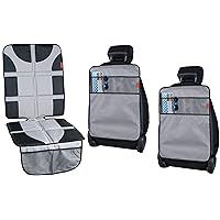 Lusso Gear Car Seat Protector (Gray) + Two Pack of Heavy Duty Kick Mats (Gray), Waterproof, Protects Fabric or Leather Seats, Premium Oxford Fabric, Travel Essentials