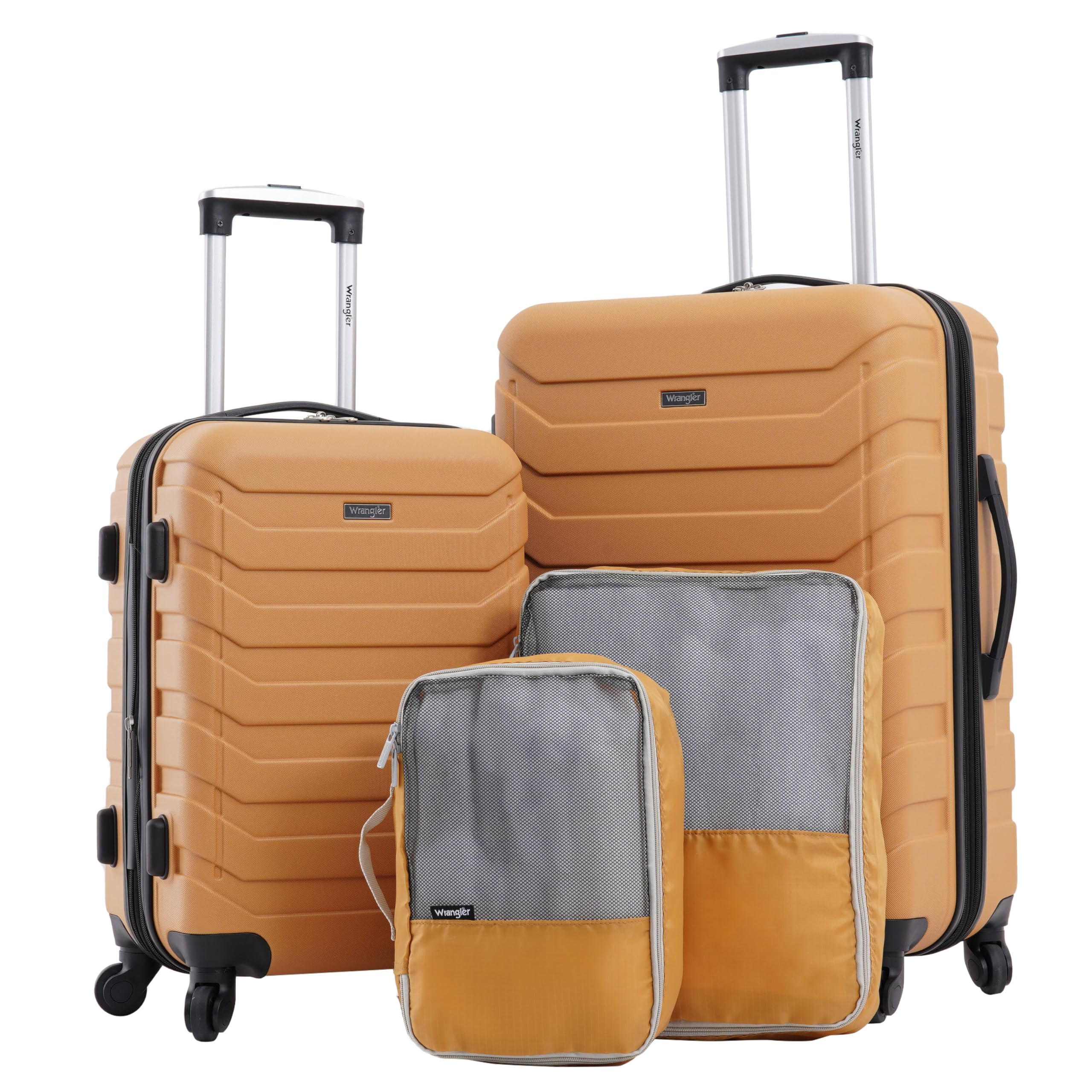 Wrangler Luggage and Packing Cubes, Amber Gold, 4-Piece Set