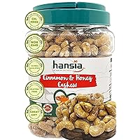 Hansia Special Flavored Superfood Organic Non-GMO Peeled Cashews | Oil-free Snack Rich of Nutrient | Good Source of Magnesium & Natural Fiber, Protein, Vitamin and Iron (Cinnamon & Honey, 2.2 Pounds)