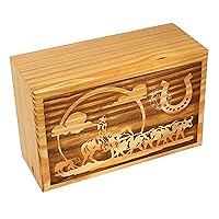 Handcrafted Wooden Cremation Urns for Human Ashes Adult Large - Funeral Urn Box - Burial Urns for Columbarium (250 LB - Pinewood, Cowboy)