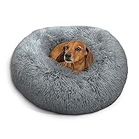 Best Friends by Sheri The Original Calming Donut Cat and Dog Bed in Shag Fur Gray, Small 23